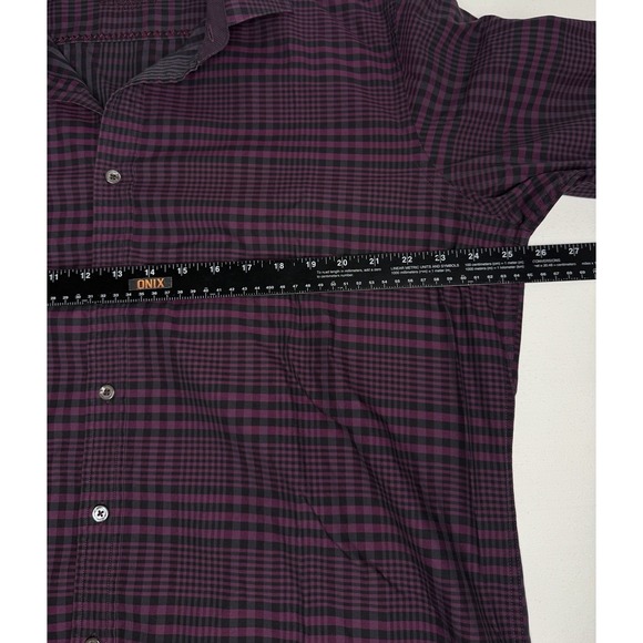 Bugatchi Uomo Mens XL Purple Black Plaid Classic Fit Long Sleeve Button Up Shirt - Picture 8 of 9